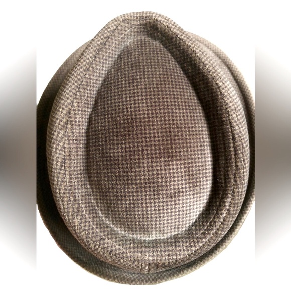 brown houndstooth trilby with emerald green ribbon - Picture 5 of 5